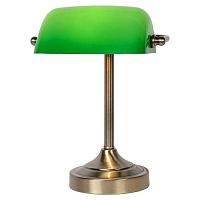 17504/01/03 Banker Lamp E14 L22cm H30cm Glass Green/ Bronze, 17504/01/03