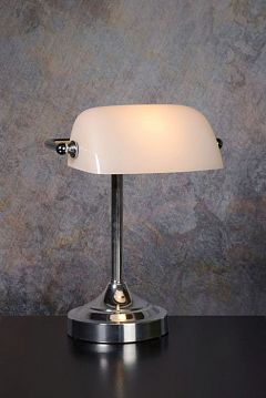 17504/01/11 Banker Lamp E14 L22cm H30cm Glass White/Chrome, 17504/01/11  - фотография 2
