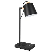 900626 900626 Настольная лампа LACEY-QI, LED 6W, 720lm, L255, B135, H485, сталь, дерево, черный, коричневый, 900626