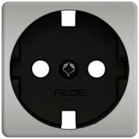 FD04314CB-M Накладка на розетку FEDE коллекции FEDE, скрытый монтаж, с заземлением, bright chrome/черный, FD04314CB-M