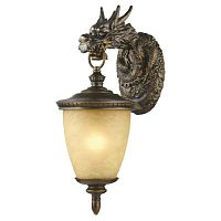 1716-1W Dragon уличный светильник D320*W230*H560, 1*E27*60W, IP44, excluded; металл золотисто-коричневого цвета, стекло янтарного цвета