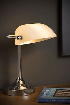 17504/01/11 Banker Lamp E14 L22cm H30cm Glass White/Chrome, 17504/01/11  - фотография 3