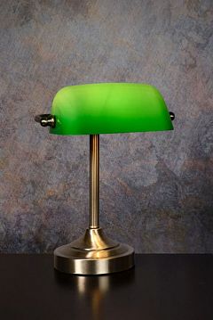17504/01/03 Banker Lamp E14 L22cm H30cm Glass Green/ Bronze, 17504/01/03  - фотография 3