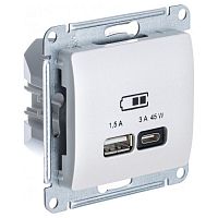 GSL000629 Розетка USB+USB type C Systeme Electric GLOSSA, скрытый монтаж, перламутр, GSL000629