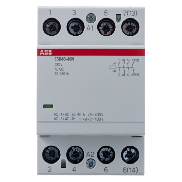 1SAE341111R0640 – Модульный контактор ABB ESB40 4НО 40А 230В AC/DC .