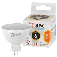 Б0020542 Лампочка светодиодная ЭРА STD LED MR16-6W-827-GU5.3 GU5.3 6Вт софит теплый белый свет (размер кор.)