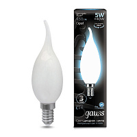 104201205 Лампа Gauss Filament Свеча на ветру 5W 450lm 4100К Е14 milky LED 1/10/50