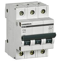 MVA25-3-016-C Автоматический выключатель IEK GENERICA 3P 16А (C) 4.5кА, MVA25-3-016-C