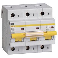 MVA40-3-032-D Автоматический выключатель IEK ВА47-100 3P 32А (D) 10кА, MVA40-3-032-D