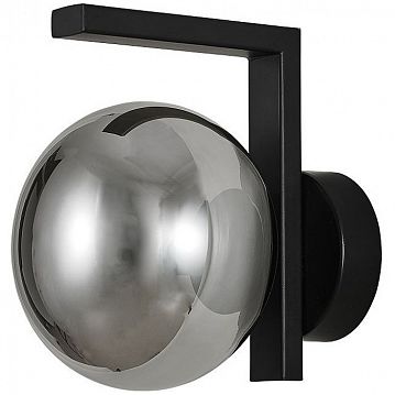4054-1W Arcata настенный светильник D160*W130*H170, 1*G9*28W, excluded, каркас матового черного цвета, серый плафон с зеркальной тонировкой из выдувного стекла, лампу G9 можно менять, 4054-1W  - фотография 2