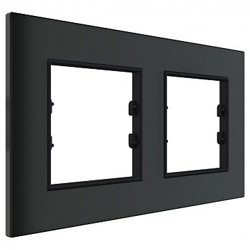 ITR702-0301 2 Gang - Black Plexiglass Frame - Anthracite Plastic Interior Part  - фотография 3