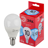 Б0050233 Лампочка светодиодная ЭРА RED LINE LED P45-10W-840-E14 R Е14 / E14 10Вт шар нейтральный белый свет