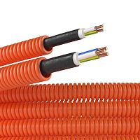 7S91650 Электротруба ПНД гибкая гофр. д.16мм, цвет оранжевый, с кабелем ВВГнг(А)-LS 3х2,5мм² РЭК ГОСТ+, 50м (упак. 50м)