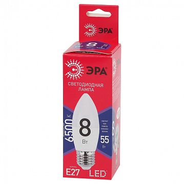 Б0045342 Лампочка светодиодная ЭРА RED LINE LED B35-8W-865-E27 R Е27 / E27 8 Вт свеча холодный дневной свет  - фотография 2