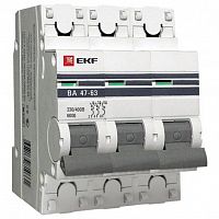 mcb4763-6-3-16C-pro Автоматический выключатель EKF PROxima 3P 16А (C) 6кА, mcb4763-6-3-16C-pro