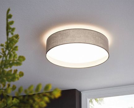 31589 31589 Светодиодный светильник потолочный PASTERI, 12W (LED), Ø320, белый/текстиль, серо-коричневый, 31589  - фотография 2