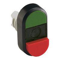 1SFA611141R1106 Кнопка двойная MPD12-11B (зеленая/красная-выступающая) непрозрач ная черная линза без текста