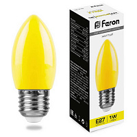 25927 Лампа светодиодная,  (1W) 230V E27 желтый C35, LB-376
