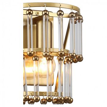 2845-1W Wisper настенный светильник D110*W160*H255, 1*E14*40W, excluded; каркас цвета латунь, декоративные элементы из прозрачного стекла и металла  - фотография 4