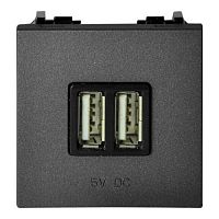 2CLA228500N1801 Зарядное устройство 2xUSB ABB ZENIT, скрытый монтаж, антрацит, 2CLA228500N1801