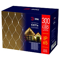 Б0051896 Гирлянда ЭРА ERAPS-SKW1 светодиодная новогодняя сеть 2x3 м тёплый белый свет 300 LED белый каучук