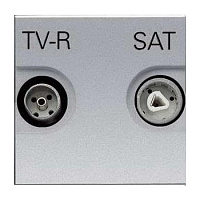 2CLA225130N1301 Розетка TV-FM-SAT ABB ZENIT одиночная, скрытый монтаж, серебристый, 2CLA225130N1301