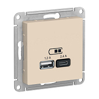 ATN000239 Розетка 2xUSB Schneider Electric ATLASDESIGN, скрытый монтаж, бежевый, ATN000239 ATN000239 Розетка 2xUSB Schneider Electric ATLASDESIGN, скрытый монтаж, бежевый, ATN000239