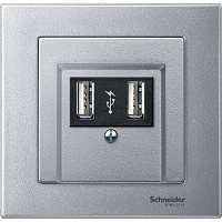 MTN297960 Накладка на розетку USB Schneider Electric MERTEN SYSTEM M, скрытый монтаж, алюминий, MTN297960