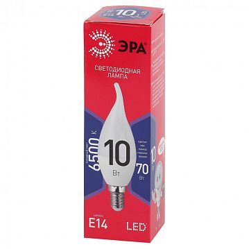 Б0045343 Лампочка светодиодная ЭРА RED LINE LED BXS-10W-865-E14 R E14 / Е14 10Вт свеча на ветру холодный дневной свет  - фотография 2