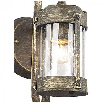 1497-1W Faro уличный светильник D170*W110*H260, 1*E27*60W, IP44, excluded; металл и гипс золотисто-коричневого цвета, прозрачное стекло  - фотография 3