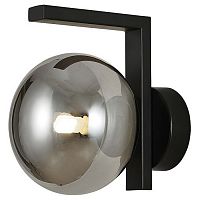 4054-1W Arcata настенный светильник D160*W130*H170, 1*G9*28W, excluded, каркас матового черного цвета, серый плафон с зеркальной тонировкой из выдувного стекла, лампу G9 можно менять, 4054-1W