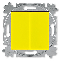 2CHH590545A6064 Выключатель 2-клавишный ABB LEVIT, скрытый монтаж, желтый / дымчатый черный, 2CHH590545A6064