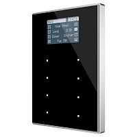 ZVI-TMDV-AA Комнатный контроллер KNX TMD-Display View, ЖК дисплей 1.8’’, 128х64 точек, 8-кнопочный, LED индикация, 2хAI/DI, термостат, датчик температуры, установка в монтажную коробку, 90х123х13 мм, рамка алюминиевая, цвет черный