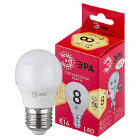 Б0050697 Лампочка светодиодная ЭРА RED LINE LED P45-8W-827-E14 R Е14 / E14 8 Вт шар теплый белый свет