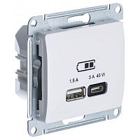 GSL000229 Розетка USB+USB type C Systeme Electric GLOSSA, скрытый монтаж, бежевый, GSL000229