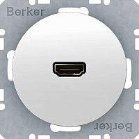 3315422089 Розетка HDMI Berker, скрытый монтаж, белый блестящий, 3315422089
