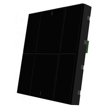 ITR340-0631 Выключатель iSwitch+ 6-кнопочный, встроенные датчики температуры, влажности, освещенности, LED индикация, 2 унив. входа, с BCU, материал плексигласс, цвет черный  - фотография 2
