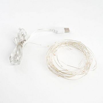 48187 Гирлянда линейная Роса,  100LED 5000К, 10м, IP20 USB, прозрачный шнур, CL576  - фотография 4