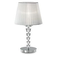 059259 PEGASO TL1 BIG, настольная лампа, цвет арматуры - хром, декор - хрусталь, цвет абажура - белый, 1 x 60W E27, 059259