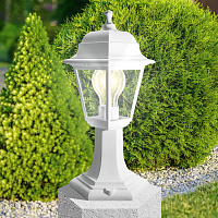 Б0048101 Садово-парковый светильник ЭРА НТУ 04-60-001 белый 4 гранный напольный IP44 Е27 max60Вт