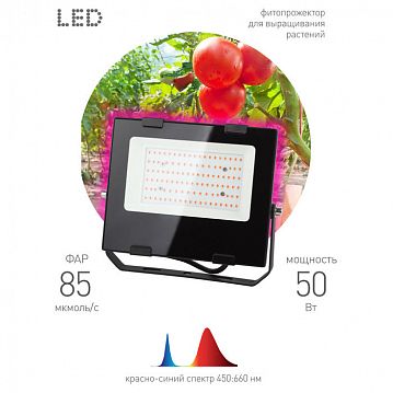 Б0046368 Фитопрожектор для растений светодиодный ЭРА FITO-50W-RB-LED для цветения и плодоношения красно-синего спектра 50 Вт  - фотография 4