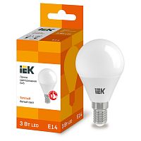 LLE-G45-3-230-30-E14 Лампа LED G45 шар 3Вт 230В 3000К E14 IEK
