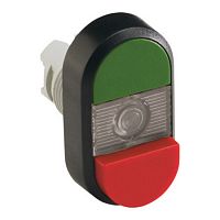 1SFA611141R1108 Кнопка двойная MPD12-11С (зеленая/красная-выступающая) прозрачна я линза без текста