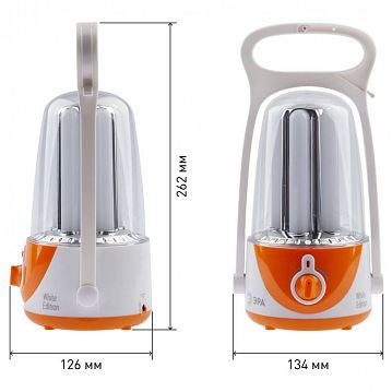 Б0025621 Фонарь кемпинговый светодиодный ЭРА KA55S аккумуляторный с диммером и складным крючком яркий светильник бело-оранжевый  - фотография 9
