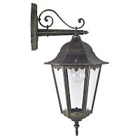 1809-1W London уличный светильник D260*W190*H515, 1*E27*100W, IP44, excluded; металл черный с золотой патиной, плафон из прозрачного стекла