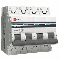 mcb4763-4-50C-pro Автоматический выключатель EKF PROxima 4P 50А (C) 4.5кА, mcb4763-4-50C-pro