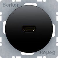 3315432045 Розетка HDMI Berker, скрытый монтаж, черный блестящий, 3315432045