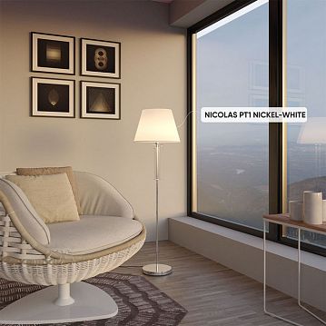 NICOLAS PT1 NICKEL/WHITE CRYSTAL LUX Торшер NICOLAS PT1 NICKEL/WHITE, NICOLAS PT1 NICKEL/WHITE  - фотография 5