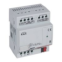 049041 KNX. Контроллер управления фанкоилами 0-10В (3 скорости вентилятора, 2 клапана 0-10В) . DIN 4 модуля