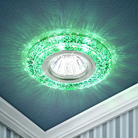 Б0019204 DK LD3 SL/WH+GR Светильник ЭРА декор cо светодиодной подсветкой( белый+зеленый), прозрачный (50/1400